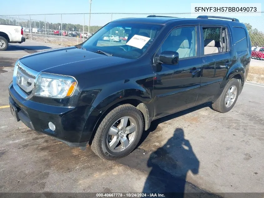 2011 Honda Pilot Ex-L VIN: 5FNYF3H57BB049073 Lot: 40667778