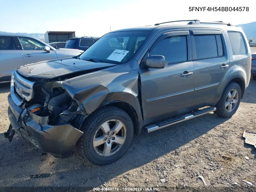 2011 Honda Pilot Exl VIN: 5FNYF4H54BB044578 Lot: 40668778