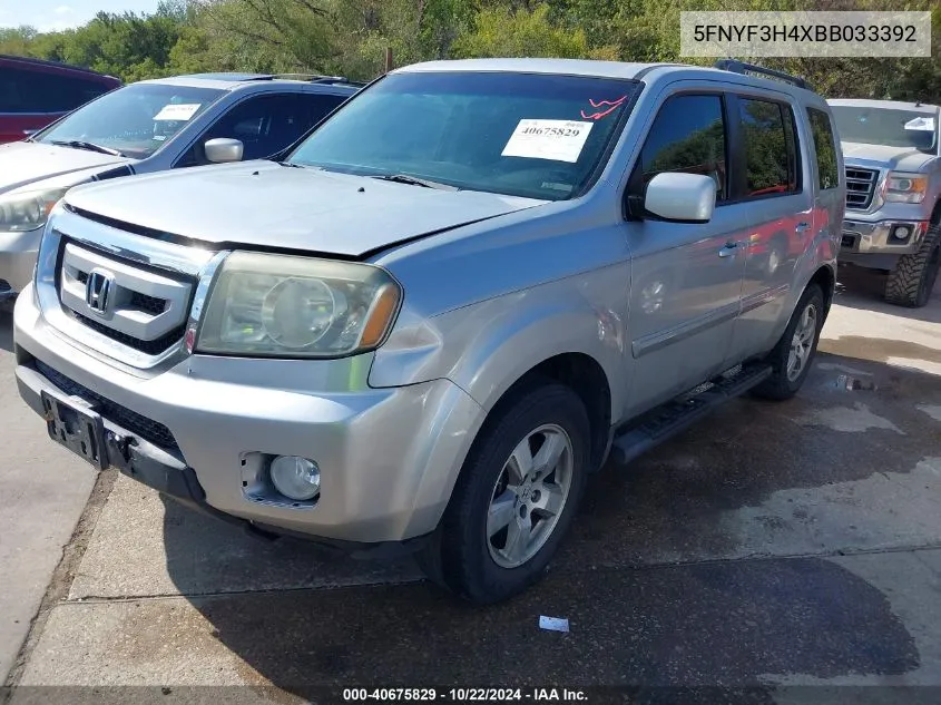 2011 Honda Pilot Ex VIN: 5FNYF3H4XBB033392 Lot: 40675829