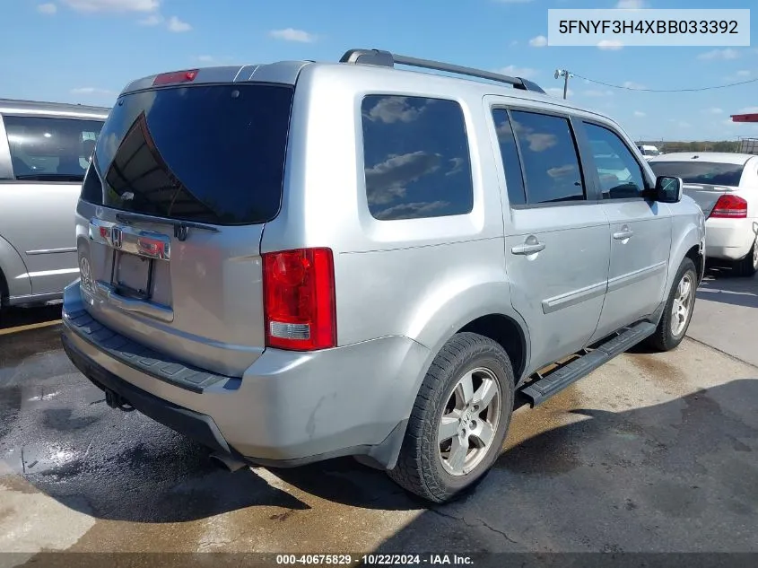 2011 Honda Pilot Ex VIN: 5FNYF3H4XBB033392 Lot: 40675829