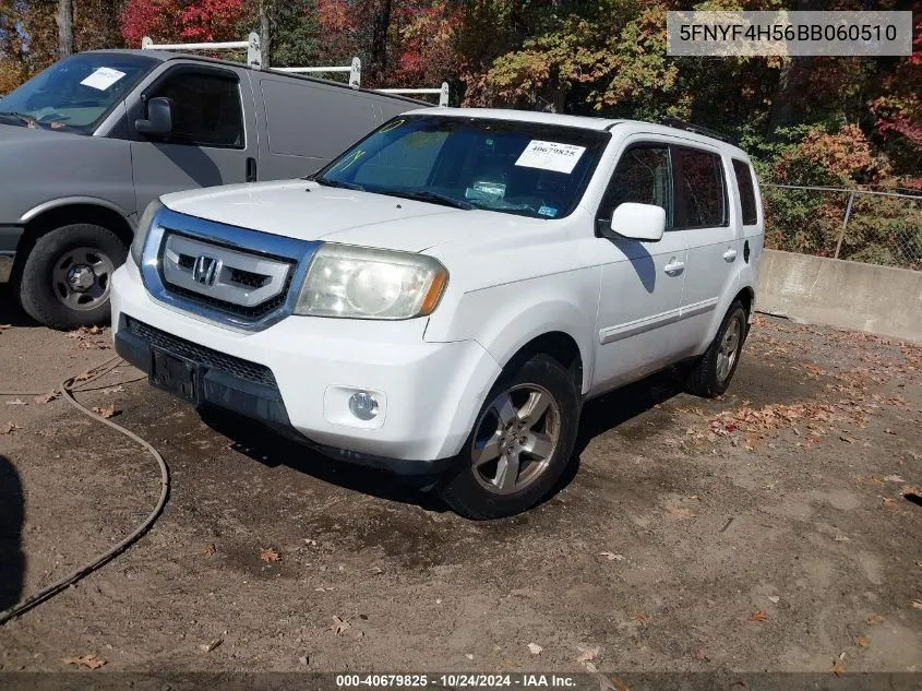 2011 Honda Pilot Ex-L VIN: 5FNYF4H56BB060510 Lot: 40679825