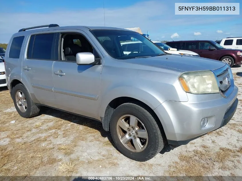 2011 Honda Pilot Ex-L VIN: 5FNYF3H59BB011313 Lot: 40683706