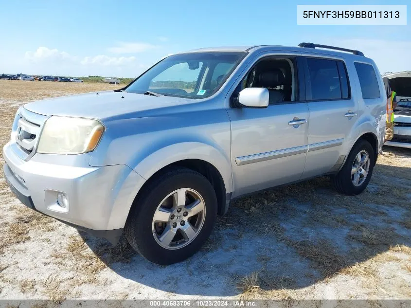 2011 Honda Pilot Ex-L VIN: 5FNYF3H59BB011313 Lot: 40683706