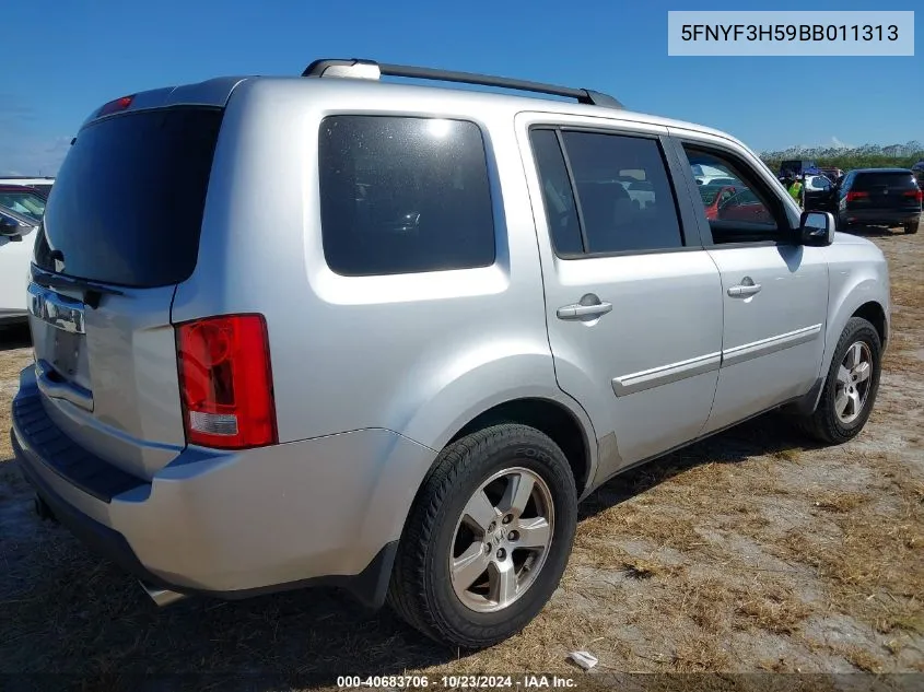 2011 Honda Pilot Ex-L VIN: 5FNYF3H59BB011313 Lot: 40683706