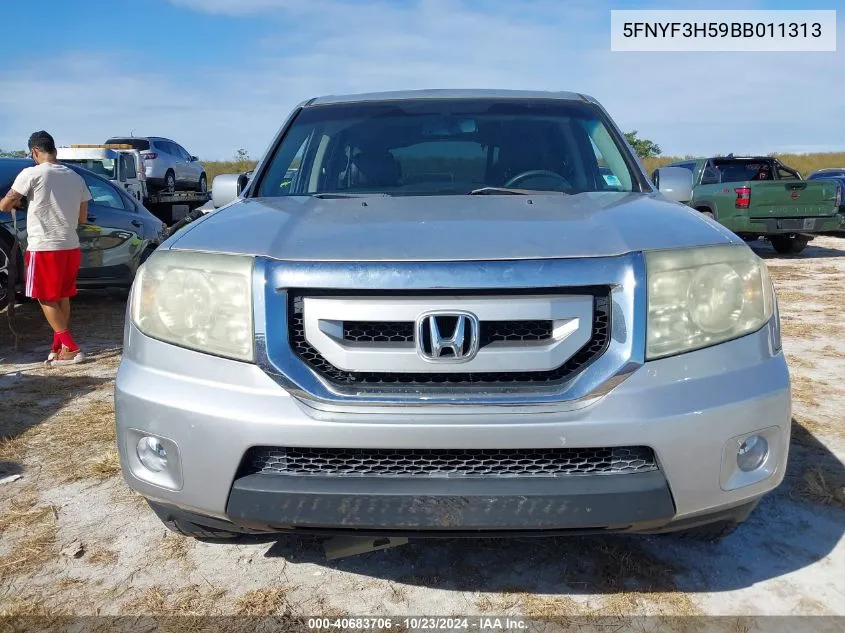 2011 Honda Pilot Ex-L VIN: 5FNYF3H59BB011313 Lot: 40683706