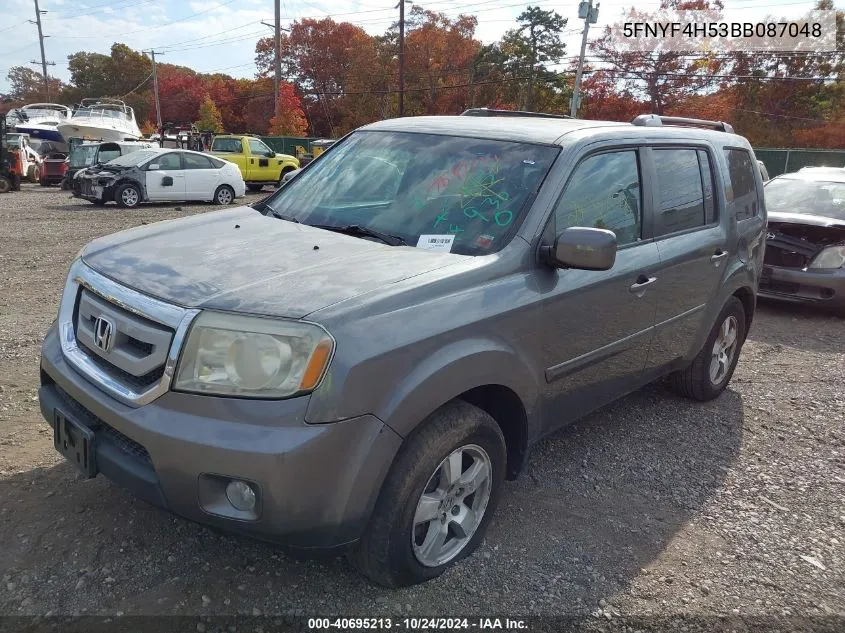 2011 Honda Pilot Ex-L VIN: 5FNYF4H53BB087048 Lot: 40695213