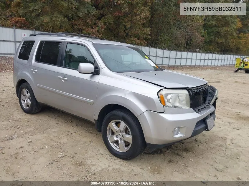 2011 Honda Pilot Ex-L VIN: 5FNYF3H59BB032811 Lot: 40703190