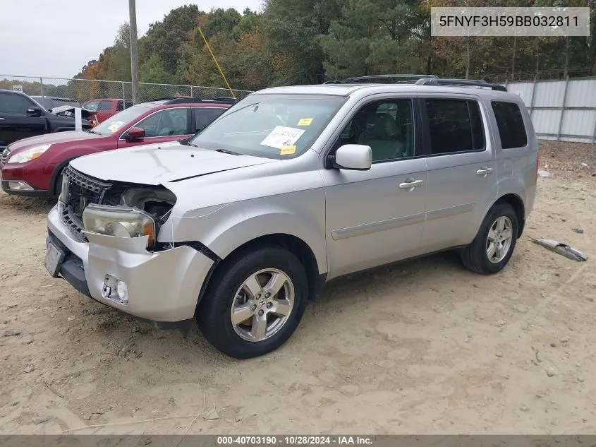 2011 Honda Pilot Ex-L VIN: 5FNYF3H59BB032811 Lot: 40703190