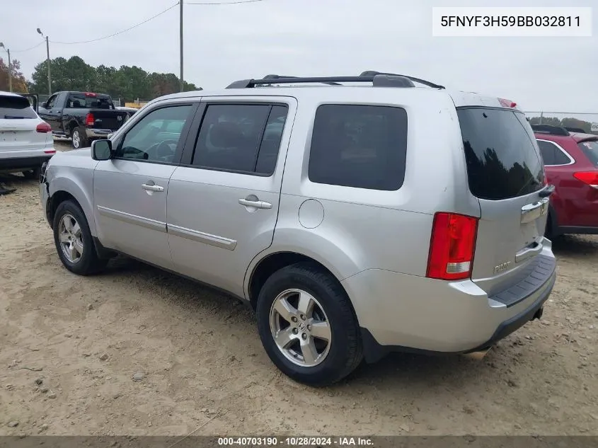 2011 Honda Pilot Ex-L VIN: 5FNYF3H59BB032811 Lot: 40703190