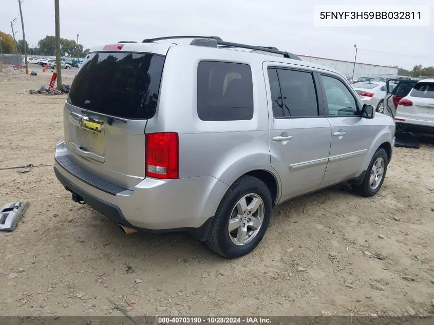 2011 Honda Pilot Ex-L VIN: 5FNYF3H59BB032811 Lot: 40703190