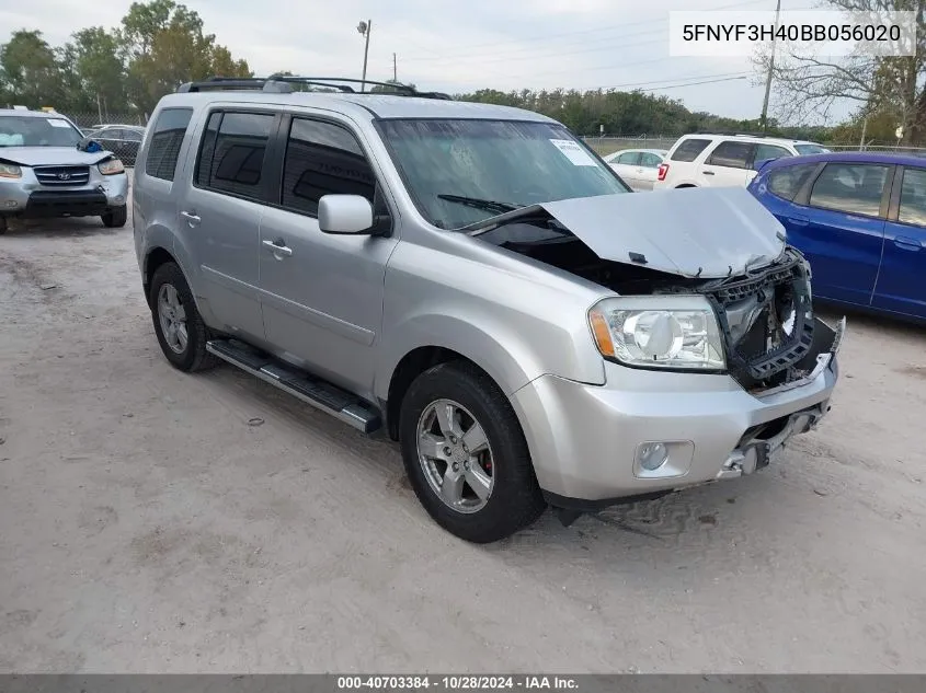 2011 Honda Pilot Ex VIN: 5FNYF3H40BB056020 Lot: 40703384