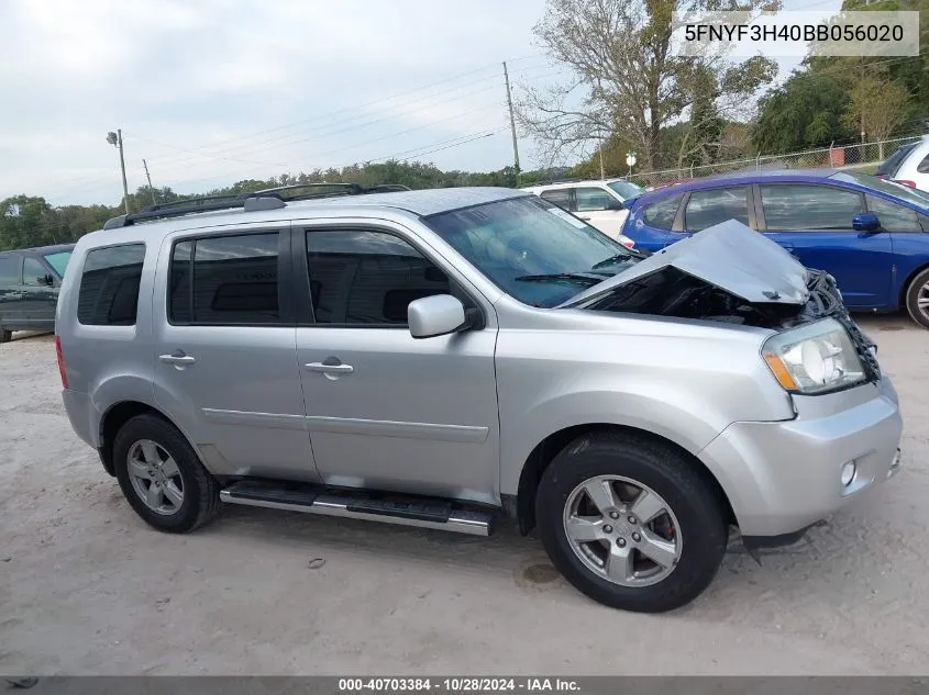 2011 Honda Pilot Ex VIN: 5FNYF3H40BB056020 Lot: 40703384