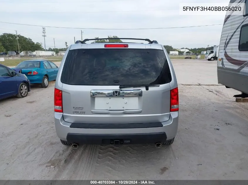 5FNYF3H40BB056020 2011 Honda Pilot Ex