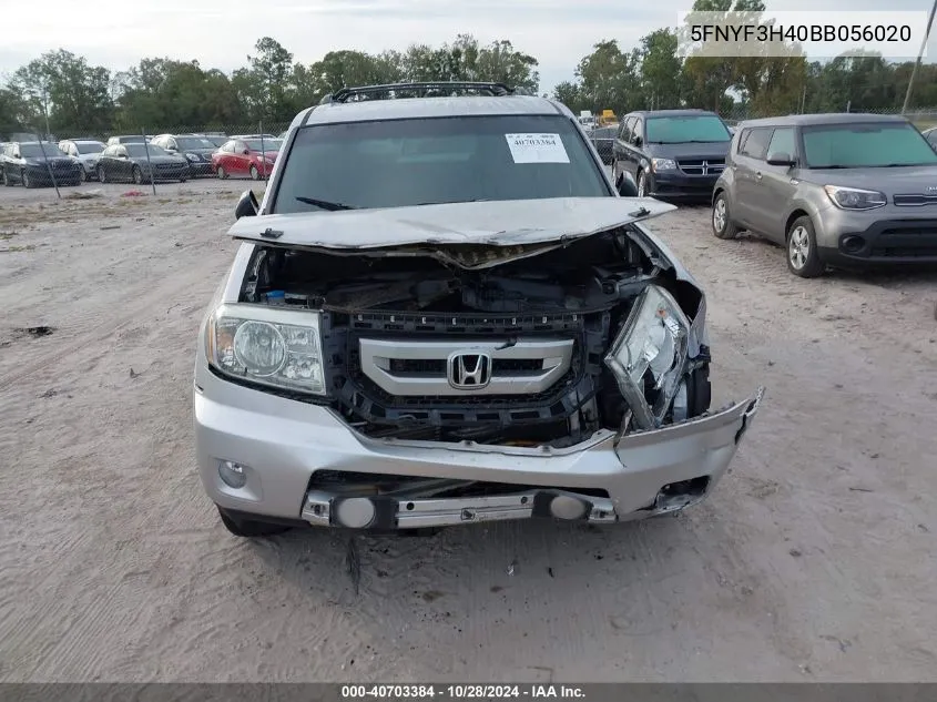 2011 Honda Pilot Ex VIN: 5FNYF3H40BB056020 Lot: 40703384