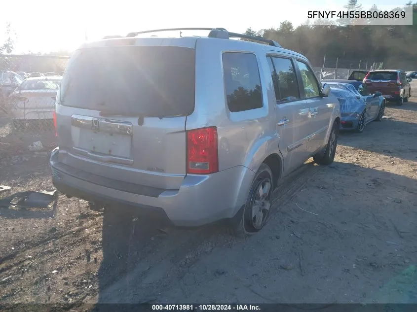 2011 Honda Pilot Ex-L VIN: 5FNYF4H55BB068369 Lot: 40713981