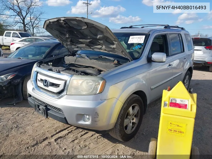 2011 Honda Pilot Ex VIN: 5FNYF4H40BB016493 Lot: 40737015