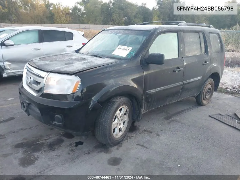 2011 Honda Pilot Lx VIN: 5FNYF4H24BB056798 Lot: 40744463