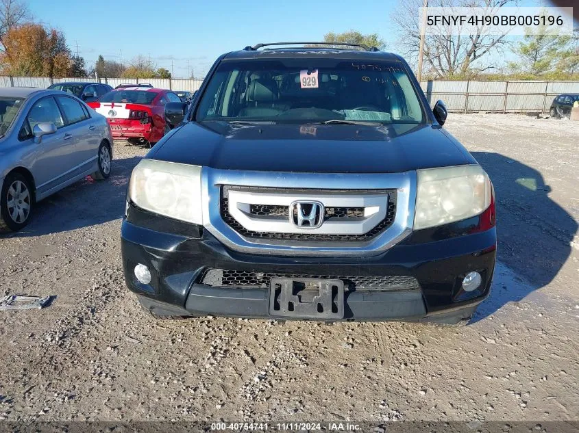 2011 Honda Pilot Touring VIN: 5FNYF4H90BB005196 Lot: 40754741