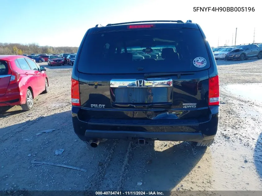 2011 Honda Pilot Touring VIN: 5FNYF4H90BB005196 Lot: 40754741