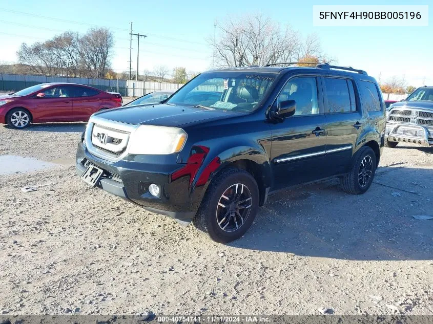 2011 Honda Pilot Touring VIN: 5FNYF4H90BB005196 Lot: 40754741