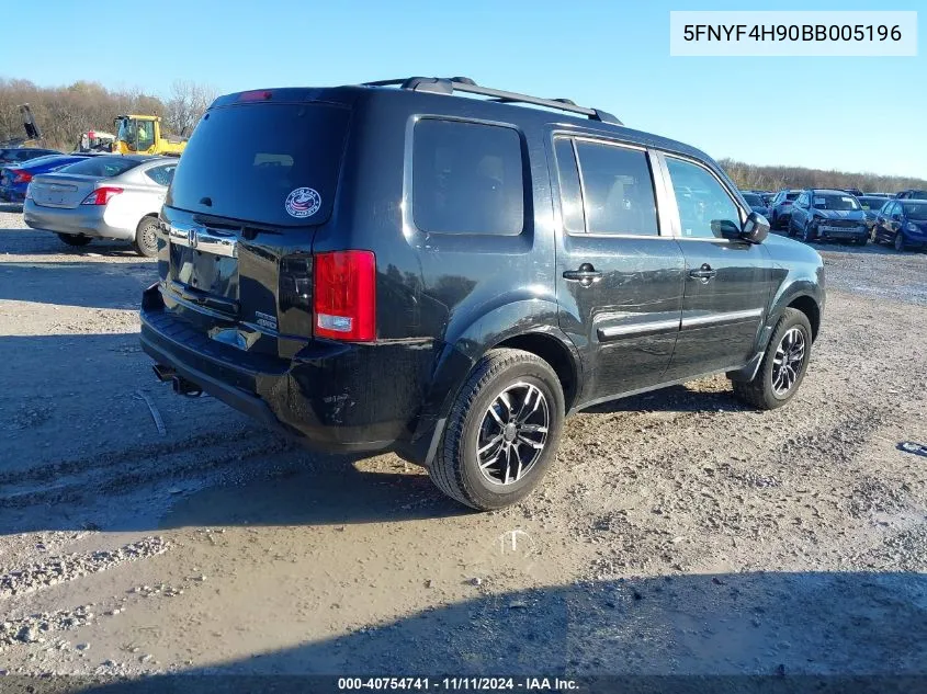 2011 Honda Pilot Touring VIN: 5FNYF4H90BB005196 Lot: 40754741