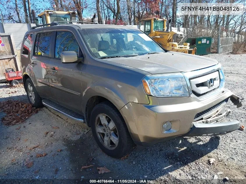 2011 Honda Pilot Ex VIN: 5FNYF4H41BB048126 Lot: 40766464