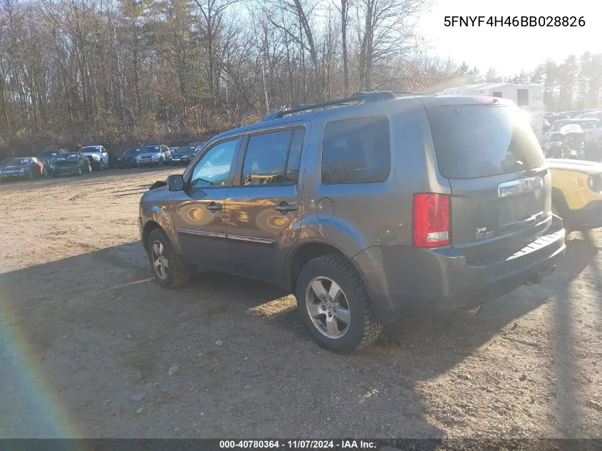 2011 Honda Pilot Ex VIN: 5FNYF4H46BB028826 Lot: 40780364