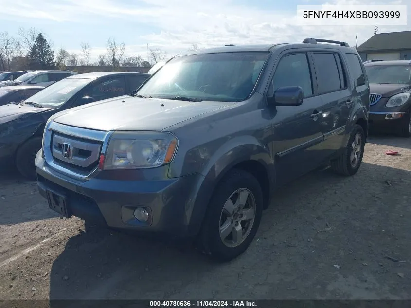 2011 Honda Pilot Ex VIN: 5FNYF4H4XBB093999 Lot: 40780636