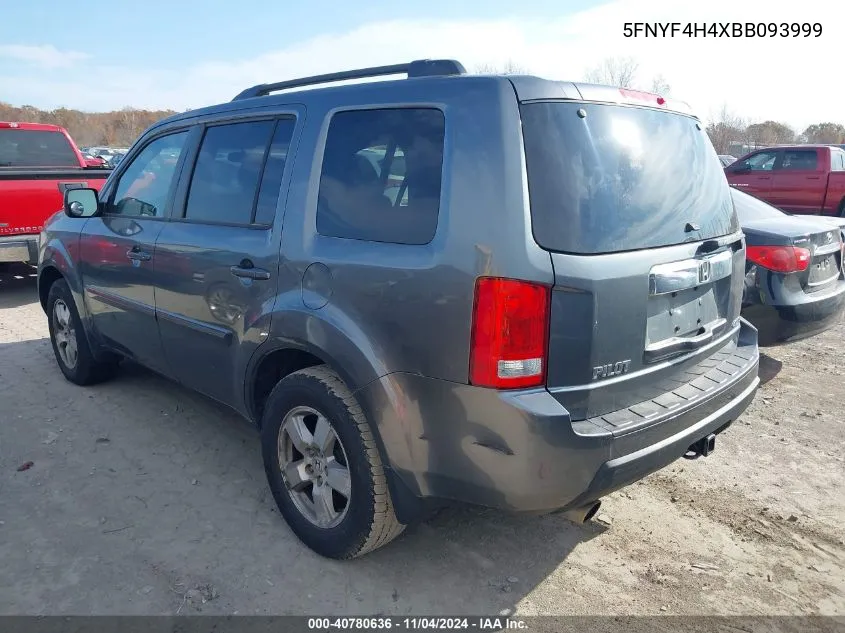 2011 Honda Pilot Ex VIN: 5FNYF4H4XBB093999 Lot: 40780636