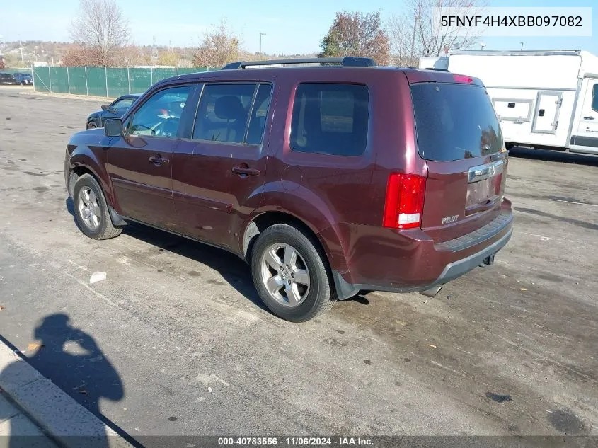 2011 Honda Pilot Ex VIN: 5FNYF4H4XBB097082 Lot: 40783556