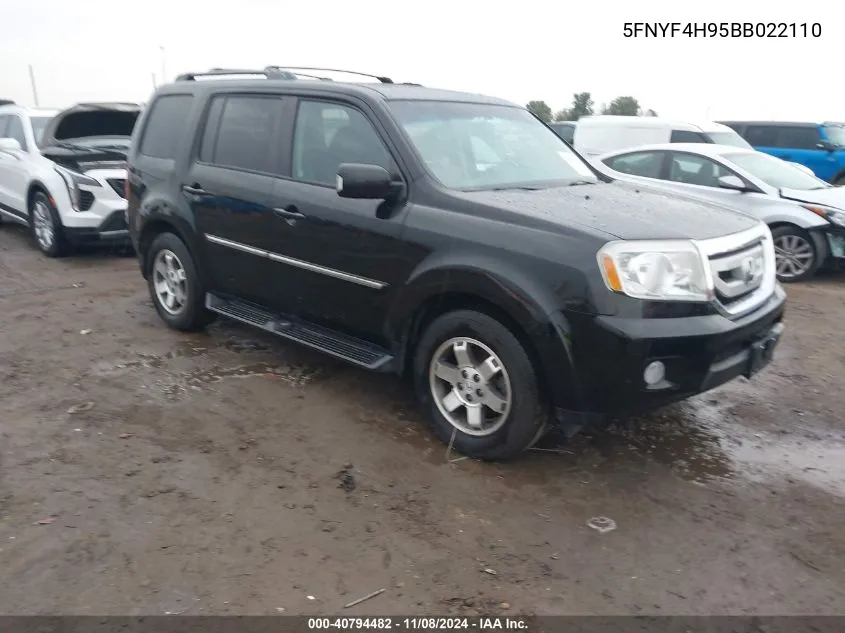 2011 Honda Pilot Touring VIN: 5FNYF4H95BB022110 Lot: 40794482