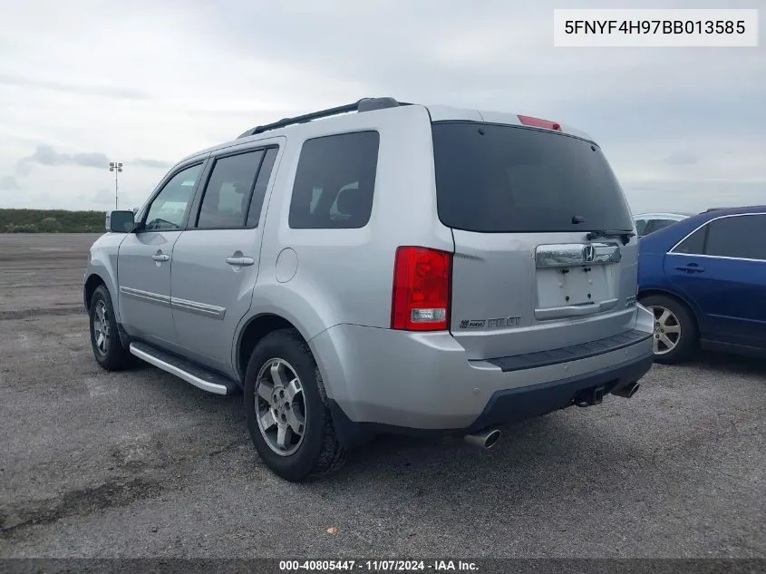 2011 Honda Pilot Touring VIN: 5FNYF4H97BB013585 Lot: 40805447