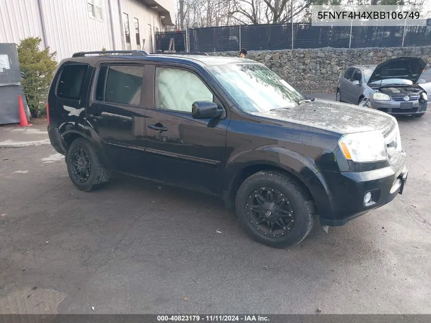 2011 Honda Pilot Ex VIN: 5FNYF4H4XBB106749 Lot: 40823179