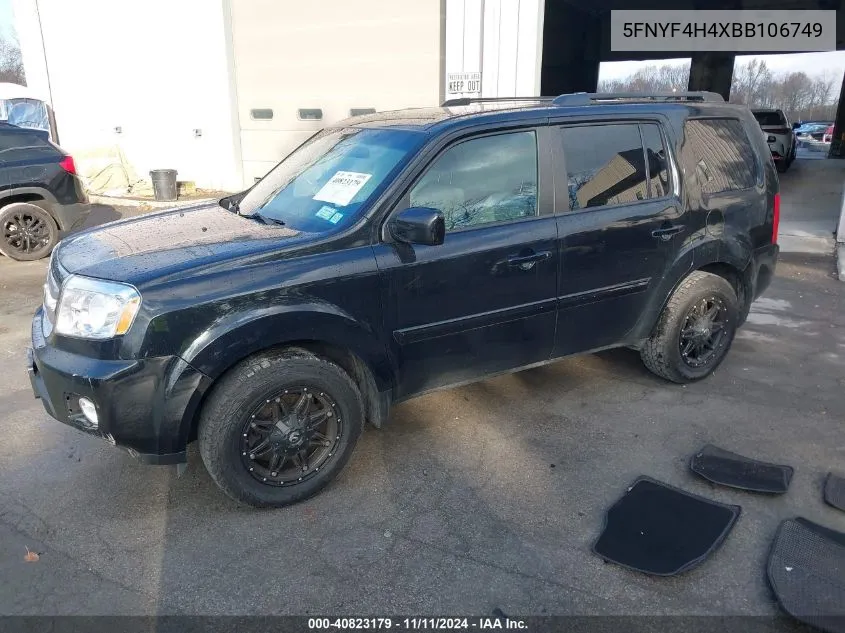 2011 Honda Pilot Ex VIN: 5FNYF4H4XBB106749 Lot: 40823179