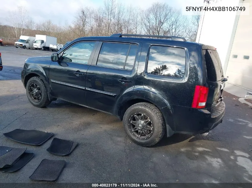 2011 Honda Pilot Ex VIN: 5FNYF4H4XBB106749 Lot: 40823179