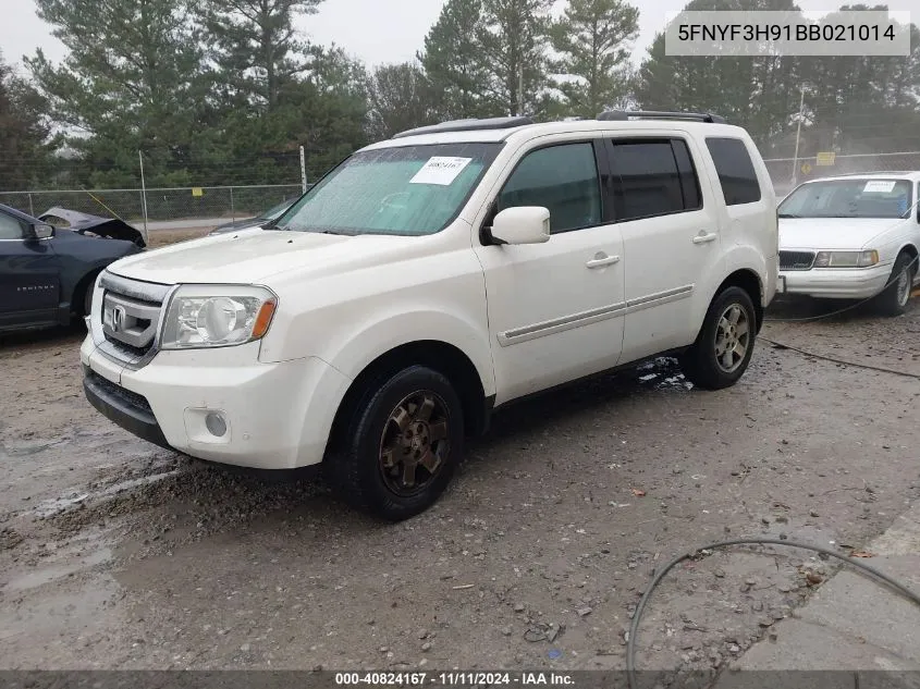 2011 Honda Pilot Touring VIN: 5FNYF3H91BB021014 Lot: 40824167