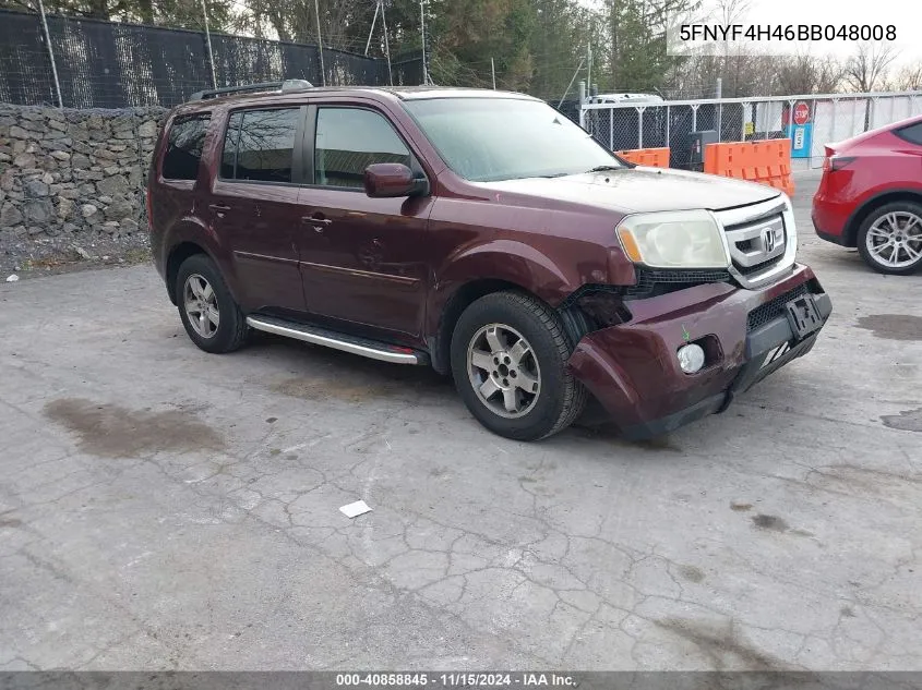 2011 Honda Pilot Ex VIN: 5FNYF4H46BB048008 Lot: 40858845