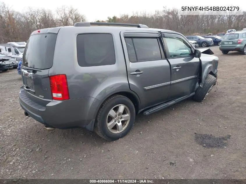 2011 Honda Pilot Ex-L VIN: 5FNYF4H54BB024279 Lot: 40866004