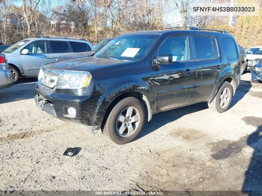 2011 Honda Pilot Ex-L VIN: 5FNYF4H53BB033023 Lot: 40884103