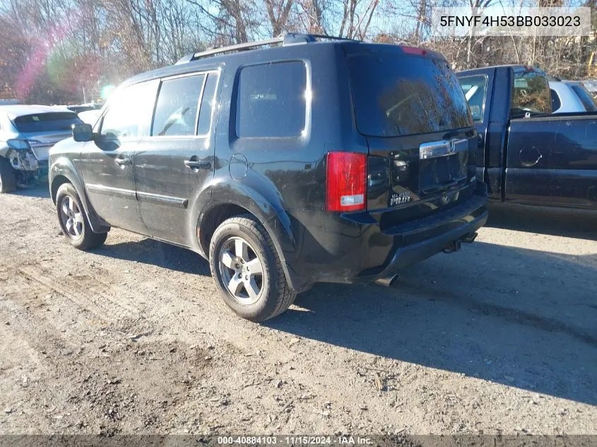 2011 Honda Pilot Ex-L VIN: 5FNYF4H53BB033023 Lot: 40884103