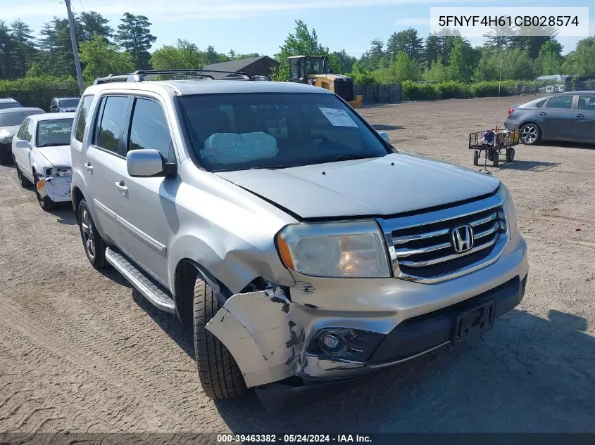 2012 Honda Pilot Ex-L VIN: 5FNYF4H61CB028574 Lot: 39463382