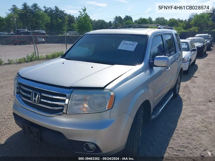 2012 Honda Pilot Ex-L VIN: 5FNYF4H61CB028574 Lot: 39463382