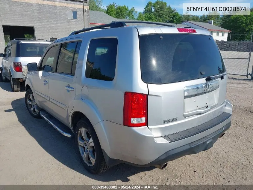 2012 Honda Pilot Ex-L VIN: 5FNYF4H61CB028574 Lot: 39463382