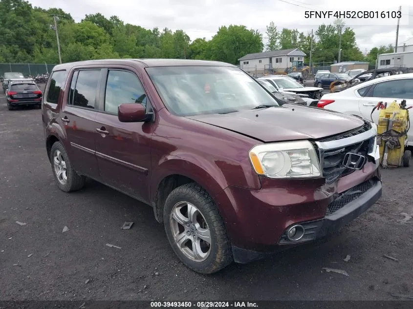 2012 Honda Pilot Ex-L VIN: 5FNYF4H52CB016103 Lot: 39493450