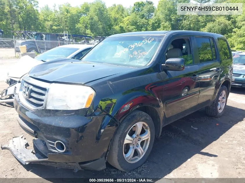 2012 Honda Pilot Ex-L VIN: 5FNYF4H59CB010444 Lot: 40357569