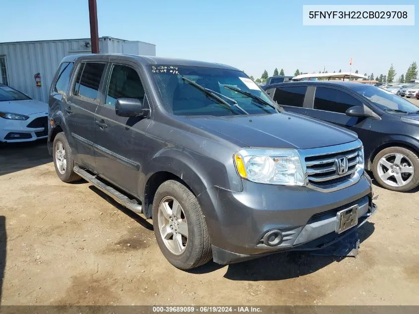 2012 Honda Pilot Lx VIN: 5FNYF3H22CB029708 Lot: 39689059