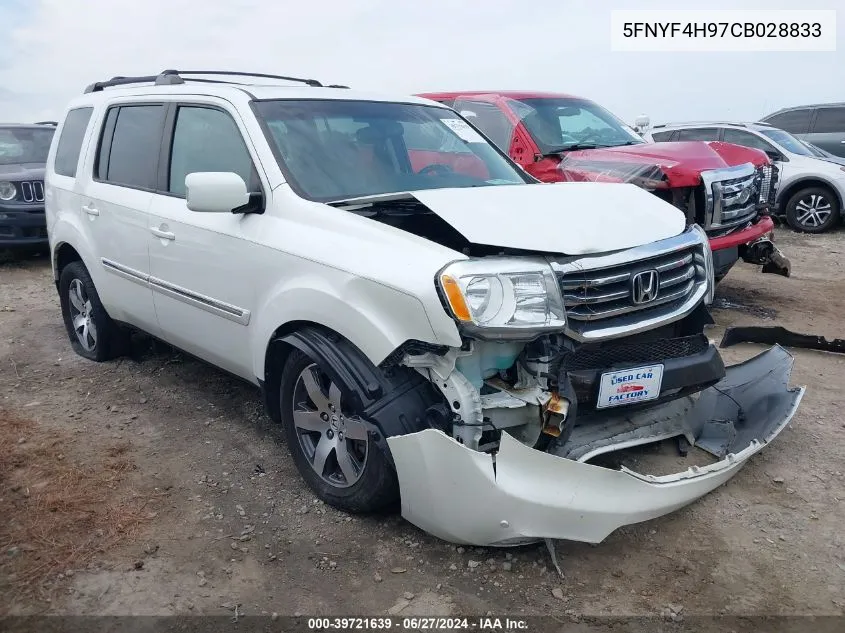 2012 Honda Pilot Touring VIN: 5FNYF4H97CB028833 Lot: 39721639