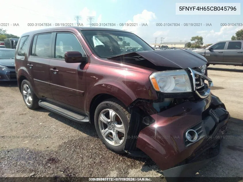 2012 Honda Pilot Ex-L VIN: 5FNYF4H65CB045796 Lot: 39867772