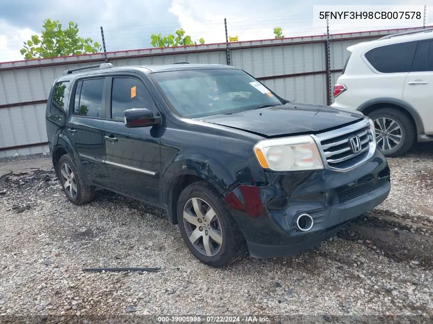 2012 Honda Pilot Touring VIN: 5FNYF3H98CB007578 Lot: 39905995