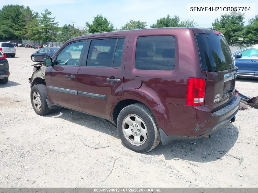 5FNYF4H21CB057764 2012 Honda Pilot Lx